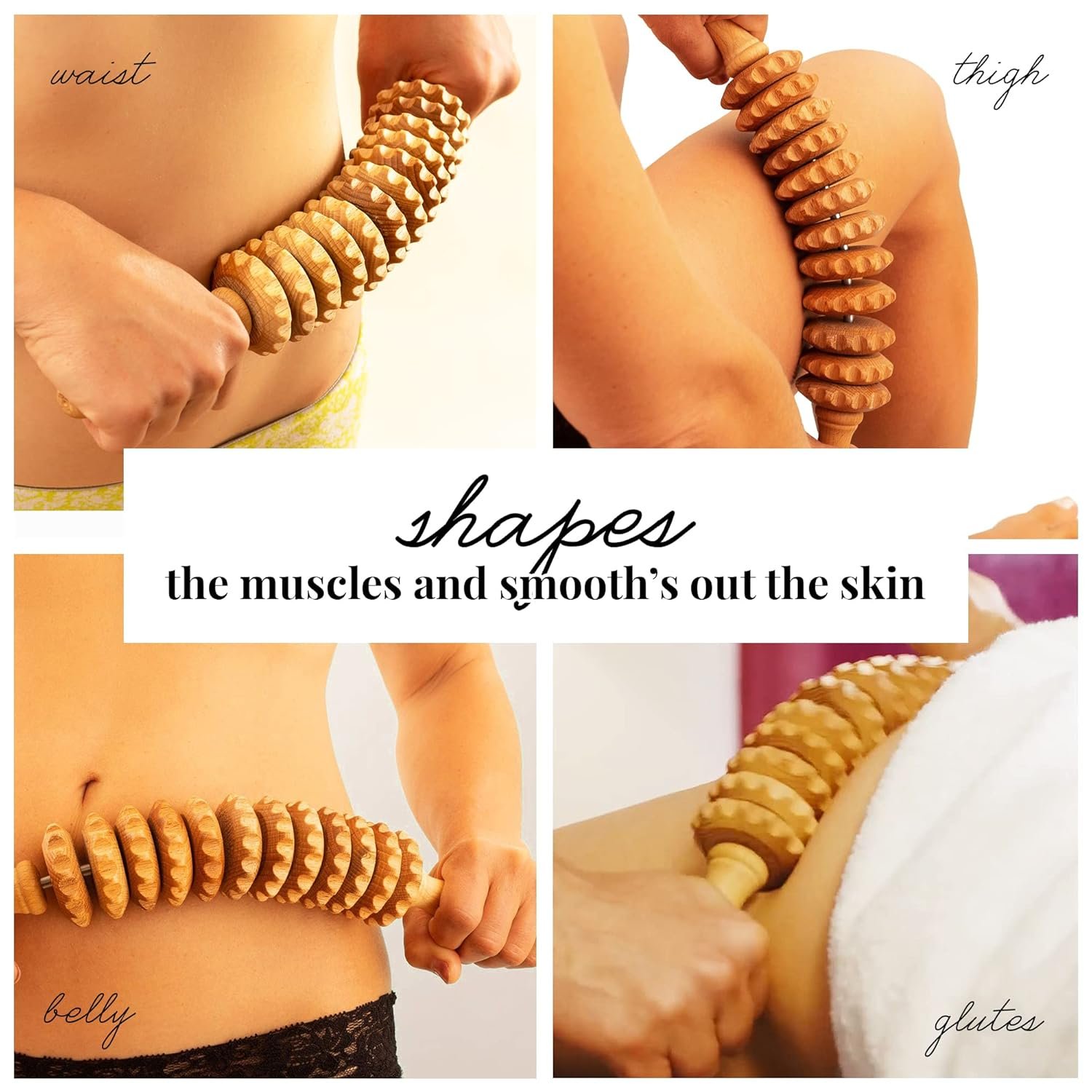 Curved Wooden Massage Roller for Waist and Thigh - Image 5