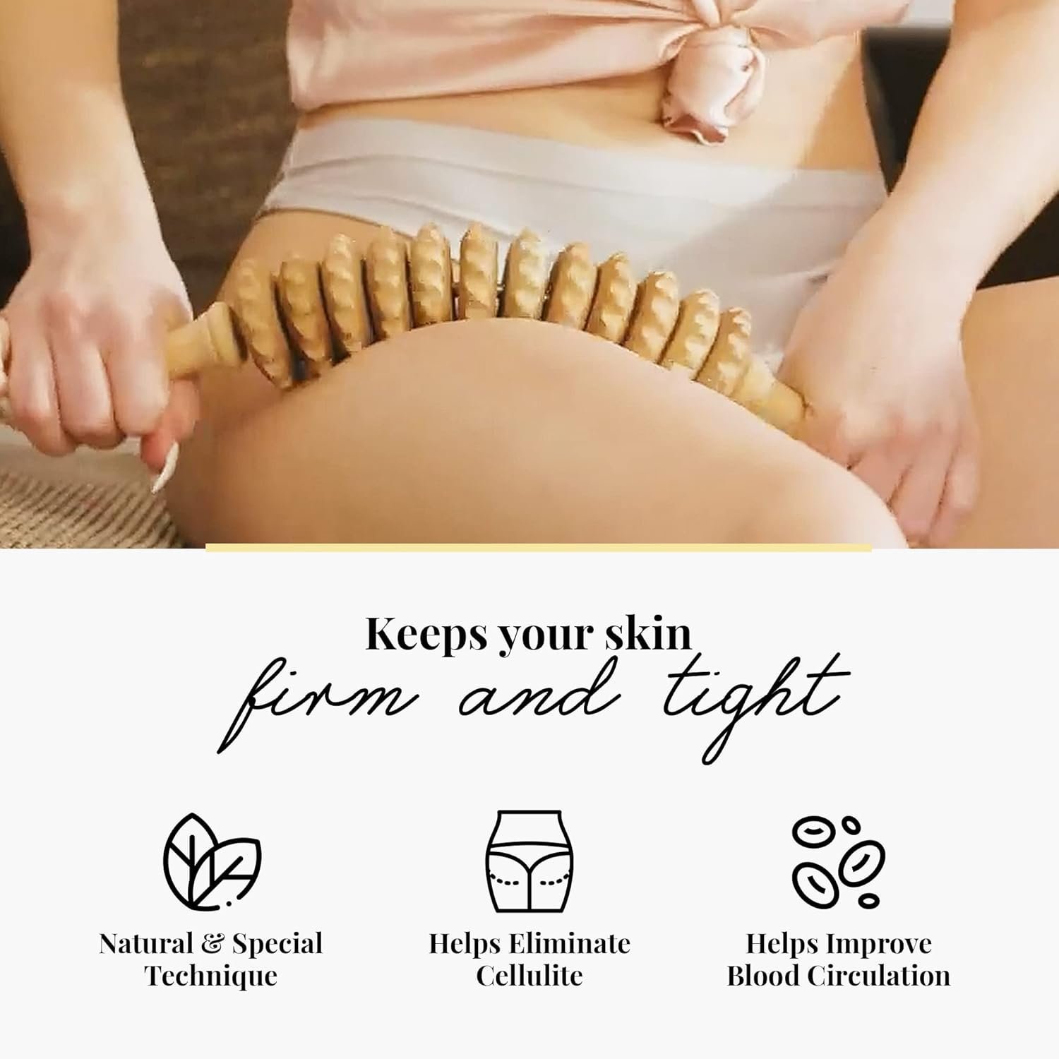 Curved Wooden Massage Roller for Waist and Thigh - Image 3