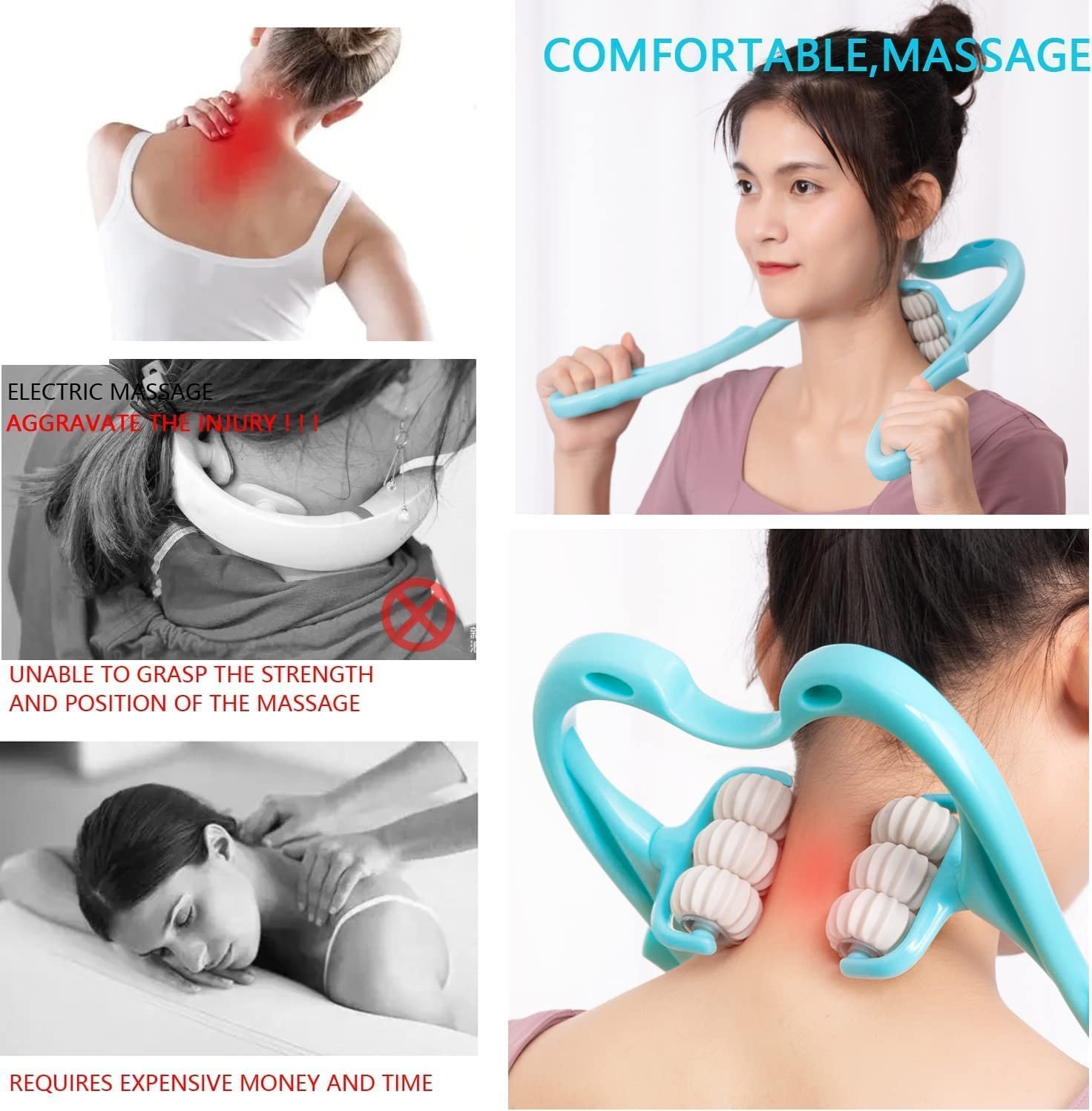 Manual Neck Massager Roller for Pain Relief, Handheld - Image 4